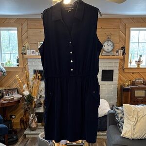 Alfani Sleeveless Navy Blue Button-Down Dress size 16.